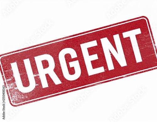 red urgent rubber stamp sign with a distressed grunge texture effect for business isolated on white background