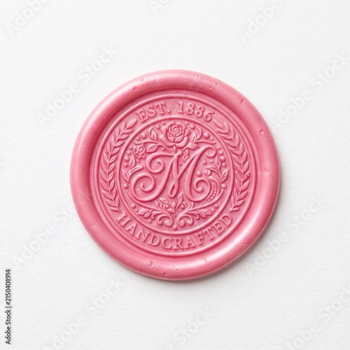 pink wax seal isolated on a white background