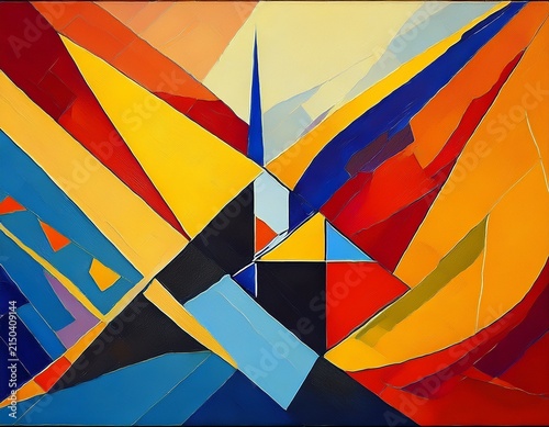 digital interpretation of a cubist painting modern tilted angle