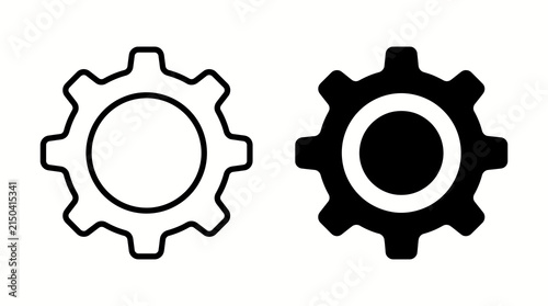 Gear icon set, cogwheel symbols for settings and mechanical engineering interface design