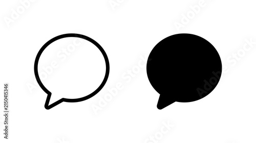 Speech bubble icons set, chat message notification symbols in outline and solid style