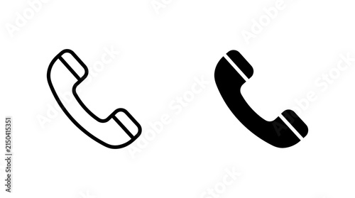 Telephone handset icons in solid and outline styles for communication and contact design.