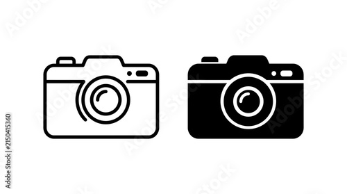 Digital Camera Icon Set in Outline and Solid Vector Style for Photography UI Design