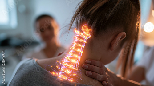 Woman Suffering From Cervical Spine and Neck Pain