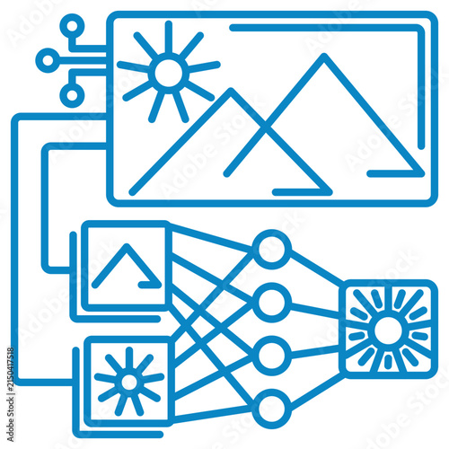 Bild auf Leinwand Convolutional neural network CNN vector line icon