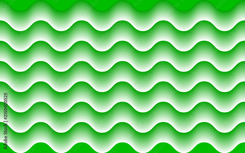 Green flowing sine wave pattern seamless background, smooth horizontal ribbon lines abstract gradient texture for nature themed design
