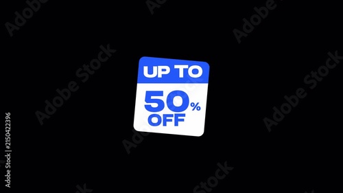 Animated Up To 50 Percent Off Sale Graphic on Transparent Background
