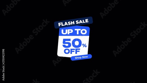 Flash Sale Promotional Graphic with Fifty Percent Off Discount on Transparent Background