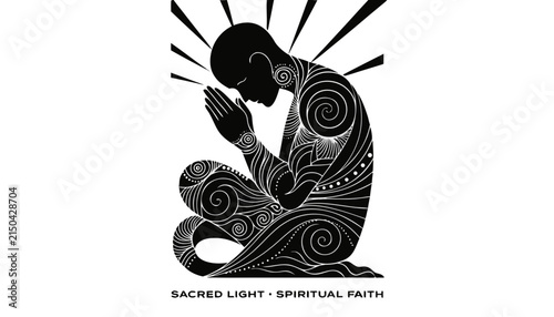 Obraz na plátně Very beautiful black and white realistic vector illustration of a sacred sculptu