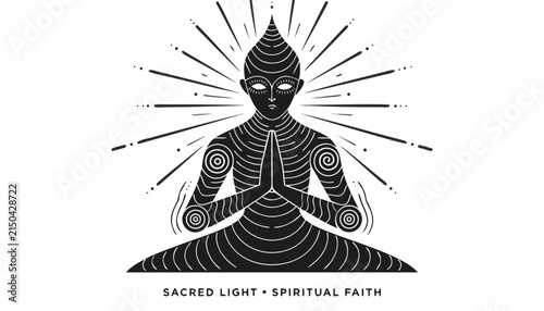 Bild auf Leinwand Very beautiful black and white realistic vector illustration of a sacred sculptu