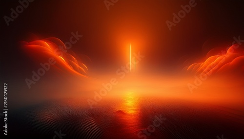 Neon Orange Background Covered In Fog Neon Orange Background Foggy Eerie Neon Lights Abstract Mist Hazy Glow