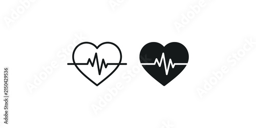 Fotografía Heartbeat line icon and filled heart symbol for cardiology and health awareness