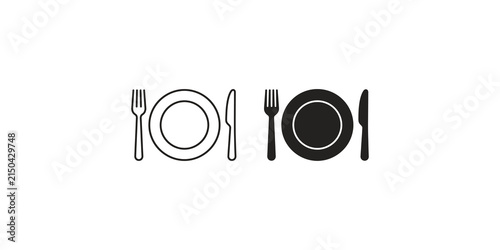 Canvastavla Black dining cutlery and plate icons for restaurant menus and food service signs
