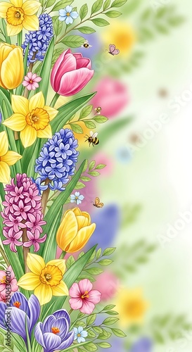 Close up of vibrant wildflower meadow in spring.