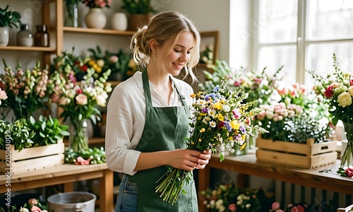 woman watering flowers