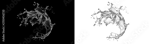 Fotografie Dynamic Water Splash on Black and White Backgrounds: Refreshing Purity and Liqui