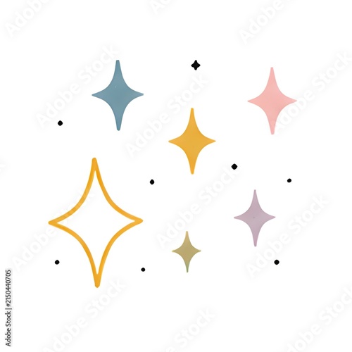 Set of colorful hand drawn stars with handdrawn colorful decoration abstract elements celebration creative whimsical illustration isolated background backdrop sparkling geometry ornament