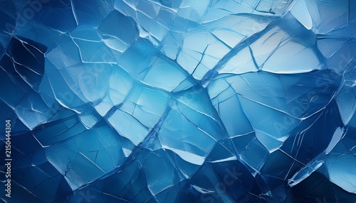 Abstract Ice Background Blue Background With Cracks On The Ice Surface