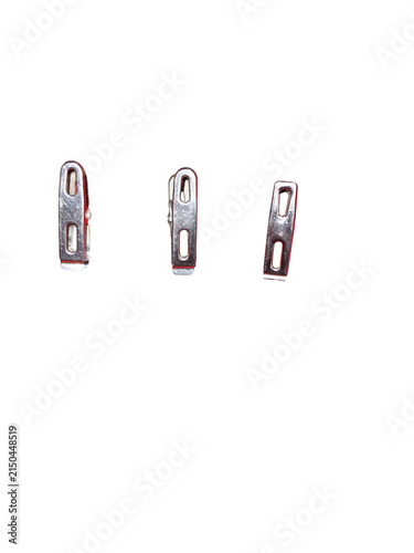 Fotografie Three small metal electrical fuse wire links for circuit protection isolated on