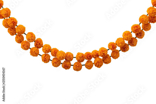 Double curved orange marigold flower garland