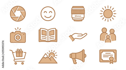 Professional photography and business marketing icon set.