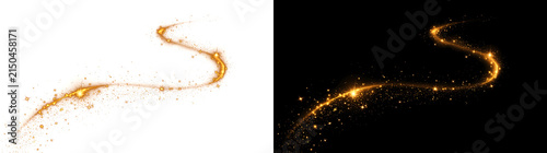 Konstfotografi Shimmering gold glitter wave winds smoothly with radiant sparkling stars across