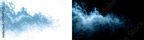 Smoke cloud with dense flowing white vapor in a wide atmospheric formation as PNG isolated on transparent background