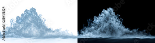 Smoke column with towering rolling white vapor as PNG isolated on transparent background for creative design