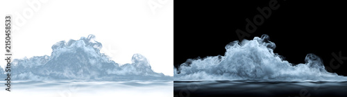 Smoke layer with rolling white ground vapor as PNG isolated on transparent background for creative projects