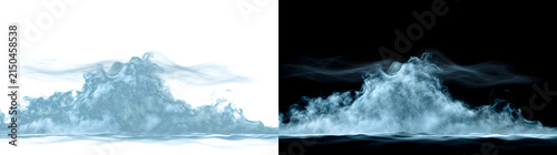 Smoke formation with towering white vapor and soft flowing layers as PNG isolated on transparent background