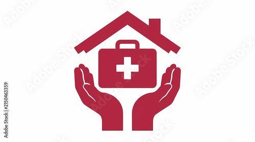 Hands Protecting Medical Kit Under House Roof Icon