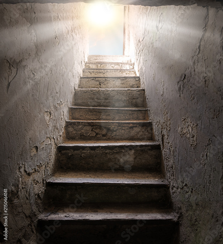 Steps from the dark basement to the light