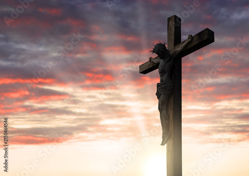 Crucified Christ hangs on the cross