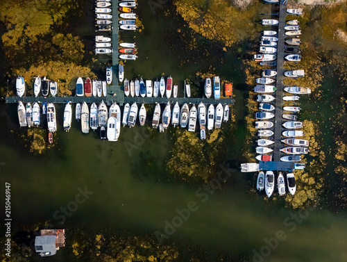 Aerial View of Boat Marina in Novi Sad During Severe Drought