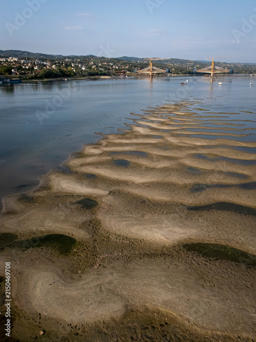 Exposed Danube Riverbed During Severe Drought in Novi Sad, Serbia