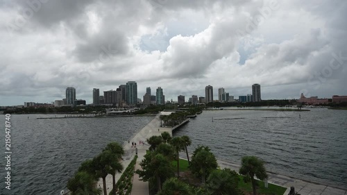 St petersburg, Florida, USA - 07 20 2026: The cloud landscape of St petersburg downtown, harbor and pier: aerial view