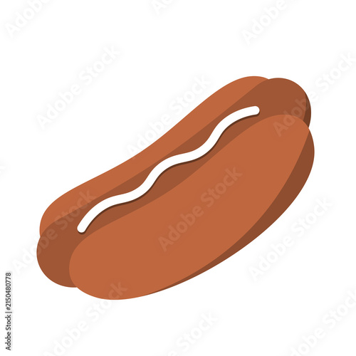 brown cute hotdog icon flat design