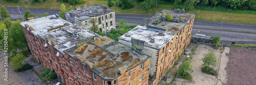 Fotografie Tenement flats during demolition in poor housing area in Port Glasgow
