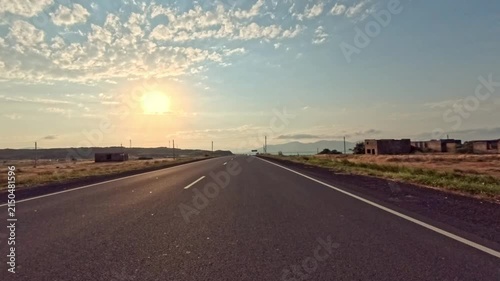Road trip at sunset