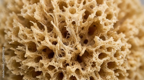 Close up of a natural sea sponge texture with intricate porous structure.
