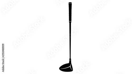 Driver golf club silhouette isolated black graphic design element for sport equipment icon.