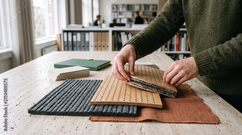 Obraz na płótnie Acoustic material samples selected for a tailored interior scheme