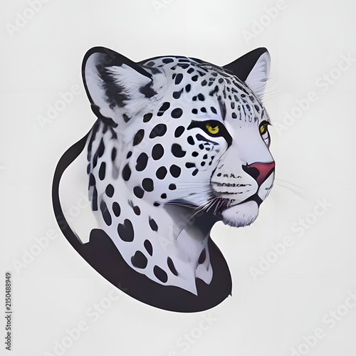 Black and white dalmatian dog sitting on white background.