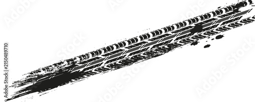 Photography Grunge tire track, wheel braking marks