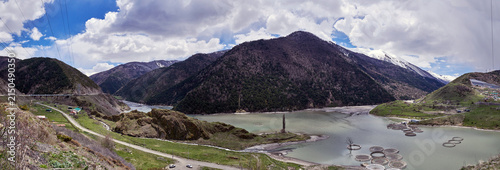 Russia. North Ossetia. Mamison Gorge. Zaramag reservoir. Panorama from observation deck to the south