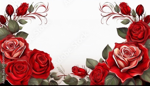 bunch of red roses frame border for text and desig on white background png