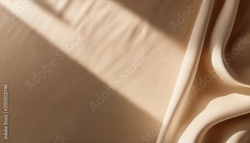 aesthetic natural textile background with abstract sunlight shadow neutral beige linen draped fabric copy space generative ai