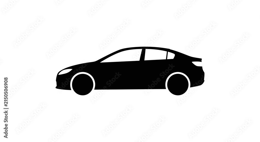 Fototapeta premium Modern automobile side view a black silhouette against a white background