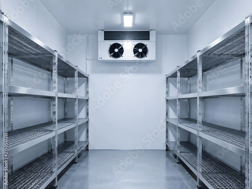 Minimalist cold room with completely Premium Commercial Stock Photography Concept For Modern Industrial Design And