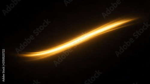 Golden Light Streak Curve on Black